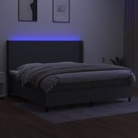 Letto a Molle Materasso e LED Grigio Scuro 200x200cm in Tessuto cod mxl 59796