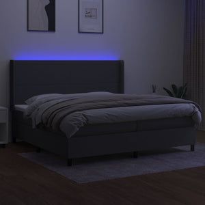 Letto a Molle Materasso e LED Grigio Scuro 200x200cm in Tessuto cod mxl 59796