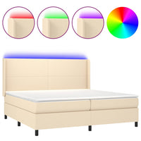 Letto a Molle Materasso e LED bianco 200x200cm in Tessuto