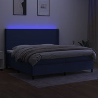 Letto a Molle Materasso e LED Blu 200x200cm in Tessuto 3138187