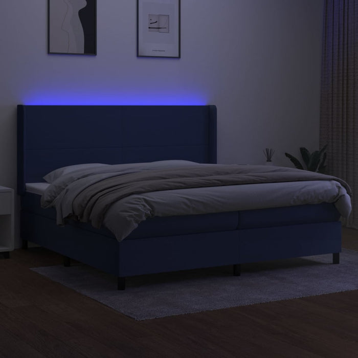 Letto a Molle Materasso e LED Blu 200x200cm in Tessuto cod mxl 59015
