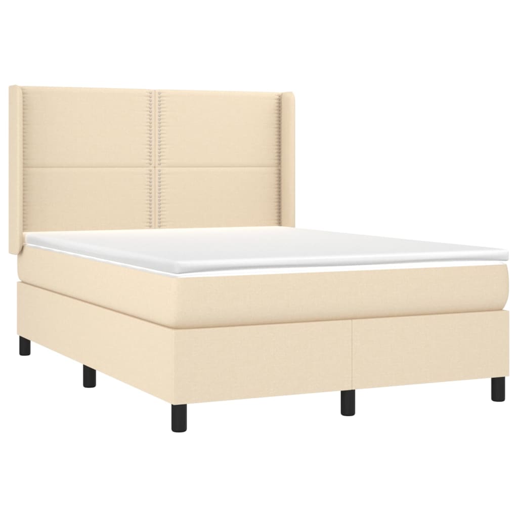 Letto a Molle con Materasso e LED Crema 140x190 cm in Tessuto 3138234