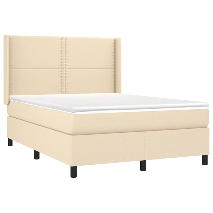Letto a Molle con Materasso e LED Crema 140x190 cm in Tessuto 3138234