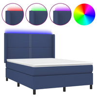 Letto a Molle con Materasso e LED Blu 140x190 cm in Tessuto 3138235