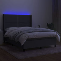 Letto a Molle Materasso e LED Grigio Scuro 140x200cm in Tessuto 3138238