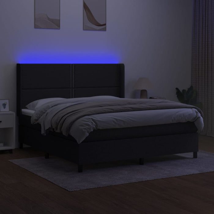 Letto a Molle con Materasso e LED Nero 160x200 cm in Tessuto 3138247