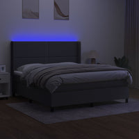 Letto a Molle Materasso e LED Grigio Scuro 180x200cm in Tessuto cod mxl 48522