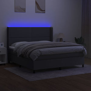 Letto a Molle Materasso e LED Grigio Scuro 180x200cm in Tessuto cod mxl 48522