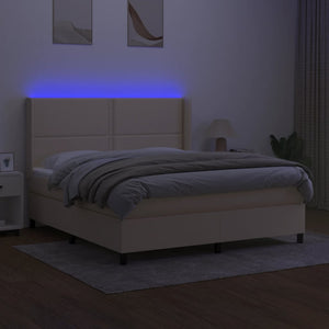 Letto a Molle con Materasso e LED Crema 180x200 cm in Tessuto cod mxl 35496