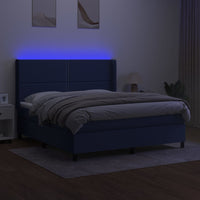 Letto a Molle con Materasso e LED Blu 180x200 cm in Tessuto 3138259