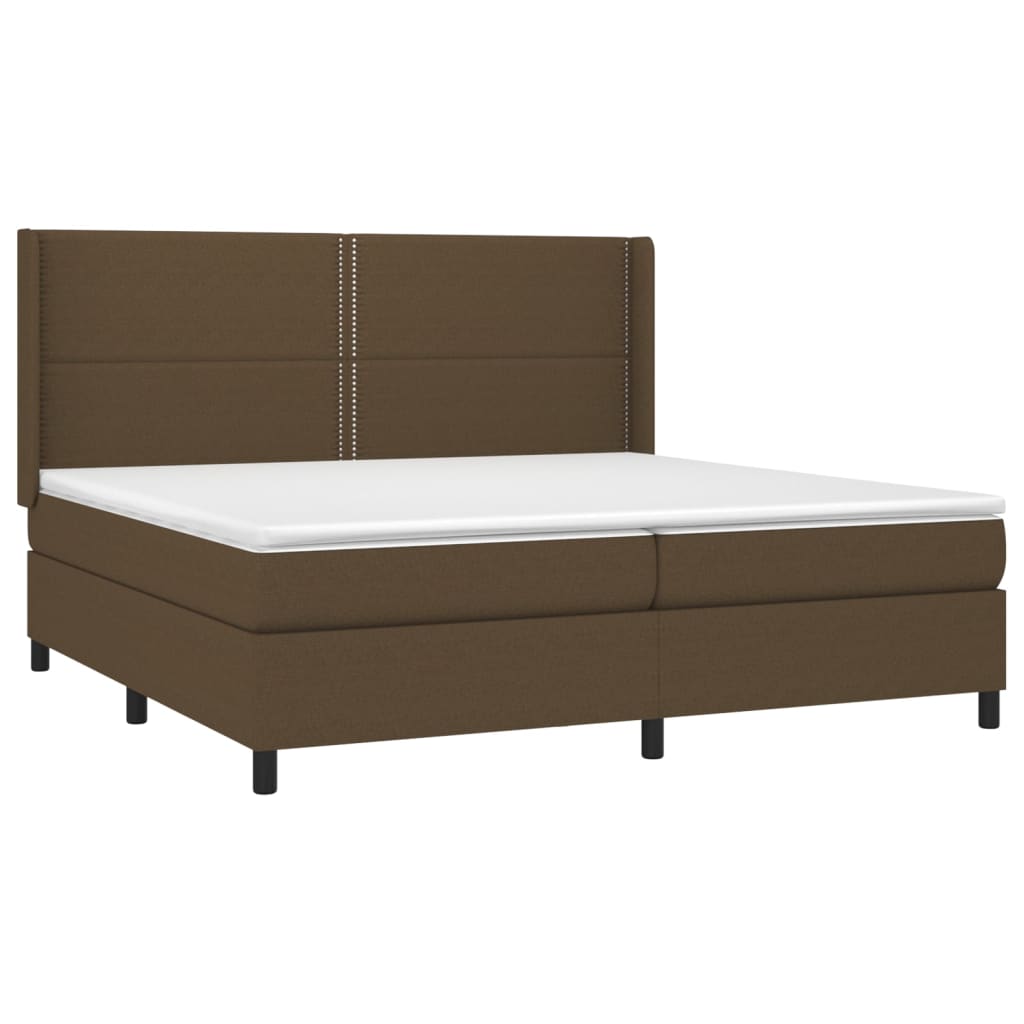 Letto a Molle Materasso e LED MarroneScuro 200x200cm in Tessuto 3138264