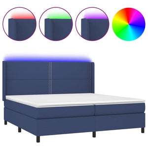 Letto a Molle Materasso e LED Blu 200x200cm in Tessuto cod mxl 34863