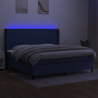 Letto a Molle Materasso e LED Blu 200x200cm in Tessuto cod mxl 34863