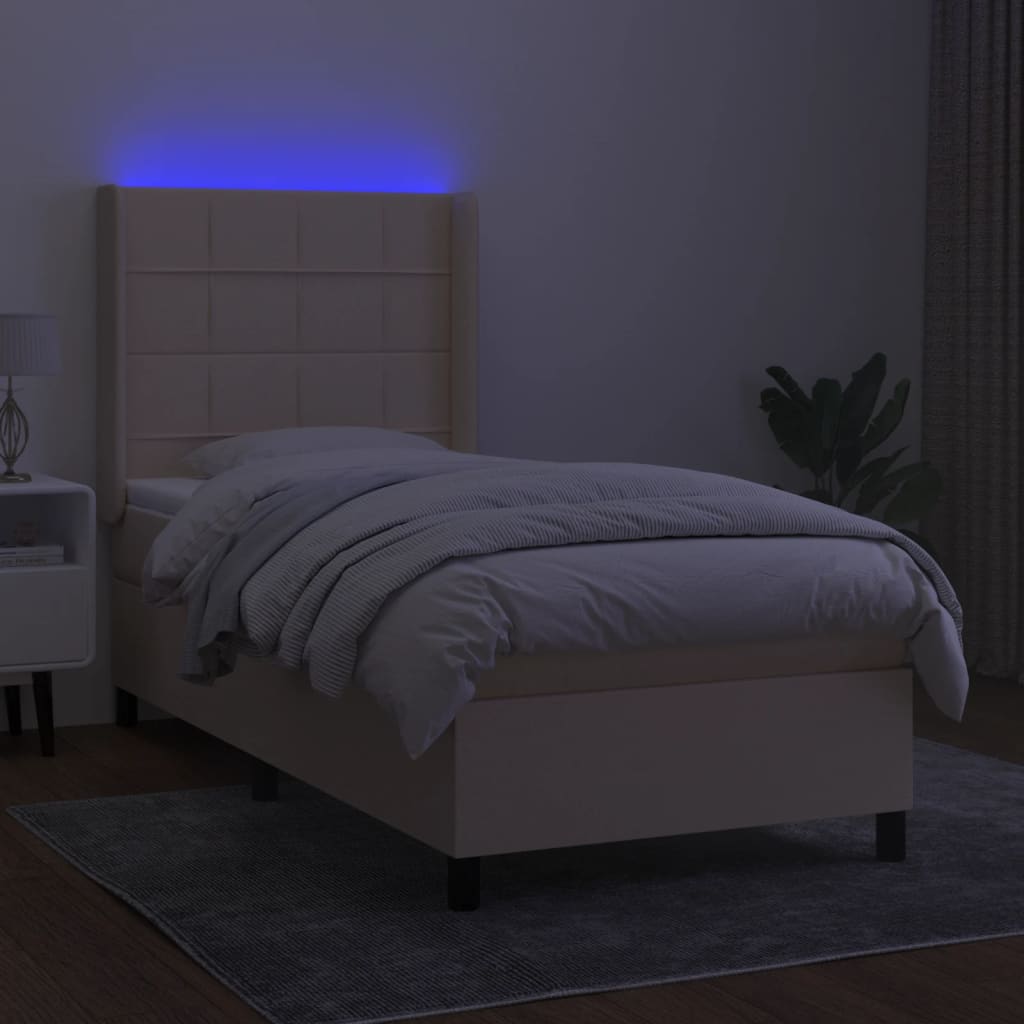 Letto a Molle con Materasso e LED Crema 80x200 cm in Tessutocod mxl 99306