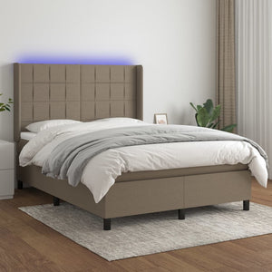 Letto a Molle con Materasso e LED Tortora 140x200 cm in Tessuto cod mxl 35438