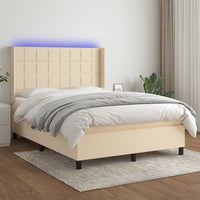 Letto a Molle con Materasso e LED Crema 140x200 cm in Tessuto cod mxl 58924