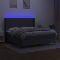 Letto a Molle Materasso e LED Grigio Scuro 180x200cm in Tessuto 3138334