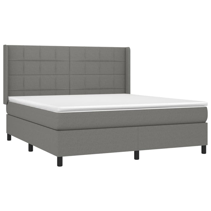 Letto a Molle Materasso e LED Grigio Scuro 180x200cm in Tessuto 3138334