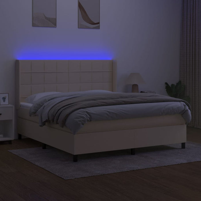 Letto a Molle con Materasso e LED Crema 180x200 cm in Tessutocod mxl 99314