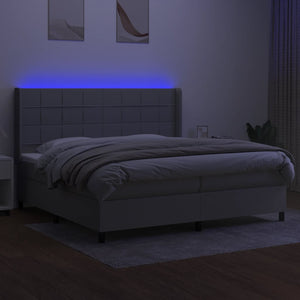 Letto a Molle Materasso e LED Grigio Chiaro 200x200 cm Tessuto 3138341