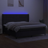 Letto a Molle Materasso e LED Nero 200x200cm in Tessuto 3138343