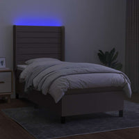 Letto a Molle con Materasso e LED Tortora 90x190 cm in Tessuto 3138361