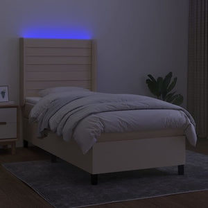 Letto a Molle con Materasso e LED Crema 90x200 cm in Tessuto 3138370