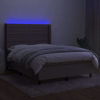 Letto a Molle con Materasso e LED Tortora 140x200 cm in Tessuto cod mxl 35488