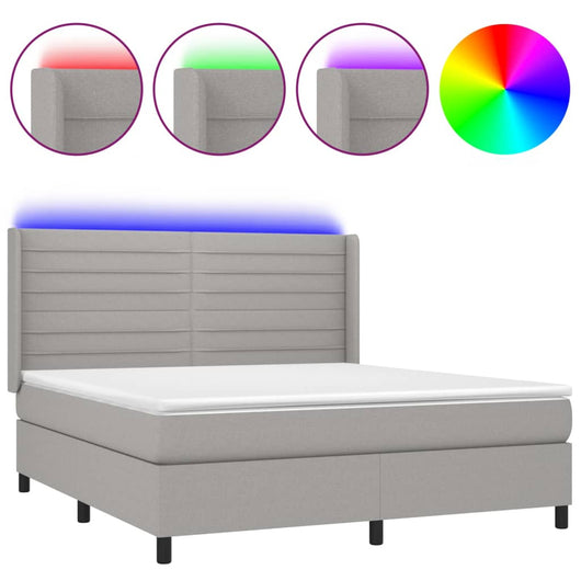 Letto a Molle Materasso e LED Grigio Chiaro 180x200 cm Tessutocod mxl 123261