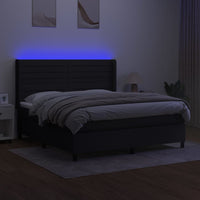 Letto a Molle con Materasso e LED Nero 180x200cm in Tessuto 3138415