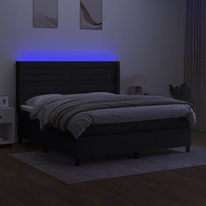 Letto a Molle con Materasso e LED Nero 180x200cm in Tessuto 3138415