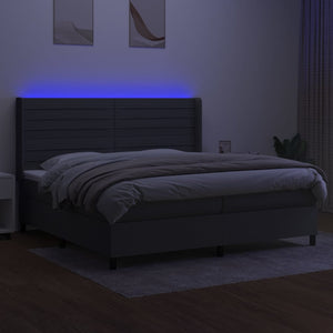Letto a Molle Materasso e LED Grigio Scuro 200x200cm in Tessuto 3138422