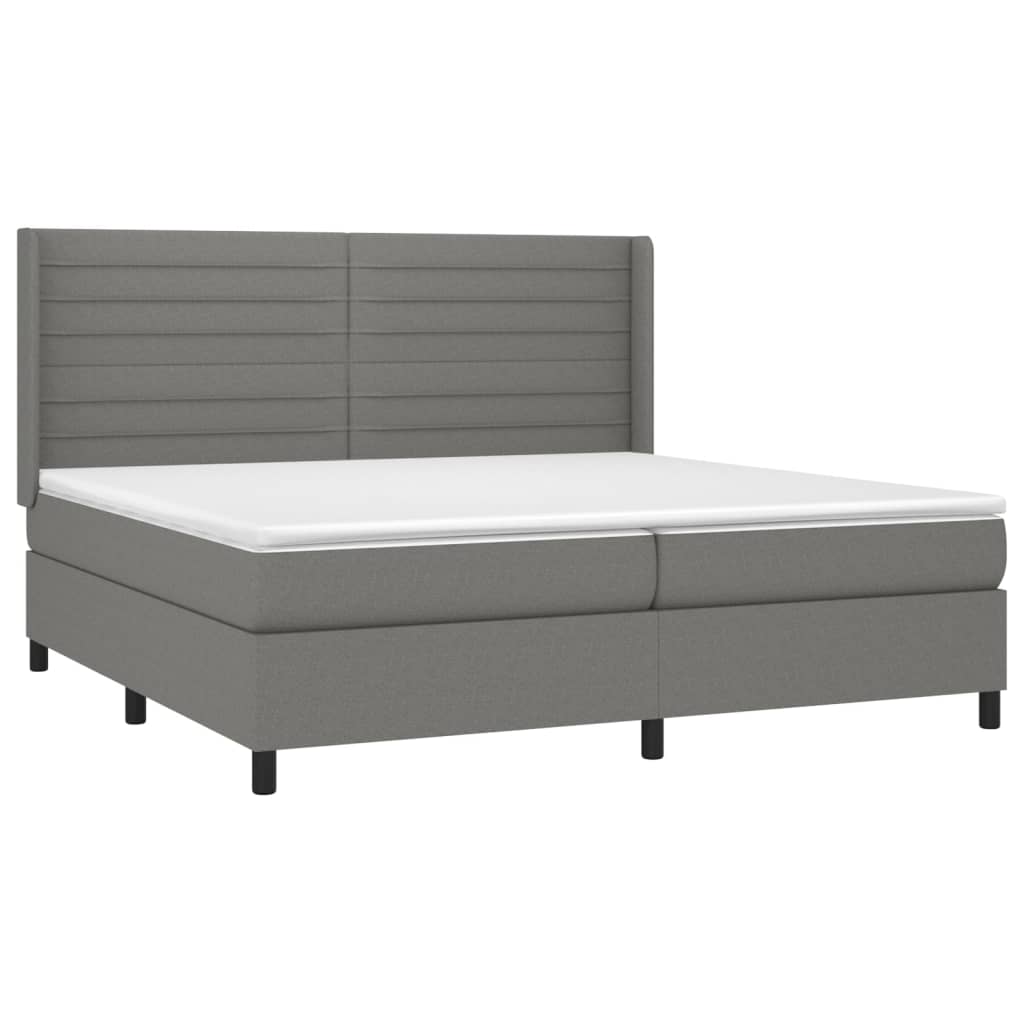 Letto a Molle Materasso e LED Grigio Scuro 200x200cm in Tessuto 3138422