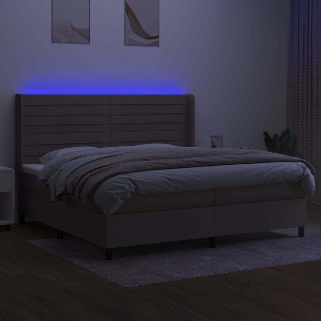 Letto a Molle Materasso e LED tortora 200x200cm in Tessuto cod mxl 59202