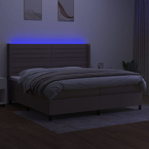 Letto a Molle Materasso e LED tortora 200x200cm in Tessuto cod mxl 59202