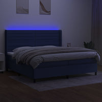 Letto a Molle Materasso e LED Blu 200x200cm in Tessuto