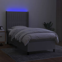 Letto a Molle Materasso e LED Grigio Chiaro 100x200 cm Tessutocod mxl 123264