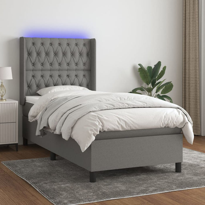 Letto a Molle Materasso e LED Grigio Scuro 90x190 cm in Tessutocod mxl 99331