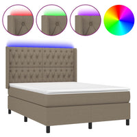 Letto a Molle con Materasso e LED Tortora 140x190 cm in Tessuto 3138553