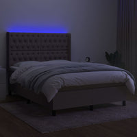 Letto a Molle con Materasso e LED Tortora 140x190 cm in Tessuto 3138553