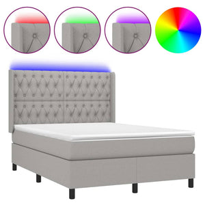 Letto a Molle Materasso e LED Grigio Chiaro 140x200 cm Tessuto cod mxl 37294