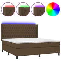 Letto a Molle Materasso e LED Marrone Scuro 160x200 cm Tessuto cod mxl 49267