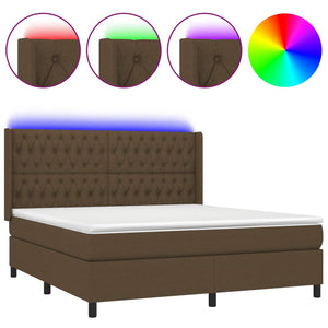 Letto a Molle Materasso e LED Marrone Scuro 160x200 cm Tessuto cod mxl 49267