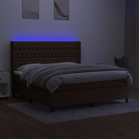 Letto a Molle Materasso e LED Marrone Scuro 160x200 cm Tessuto cod mxl 49267