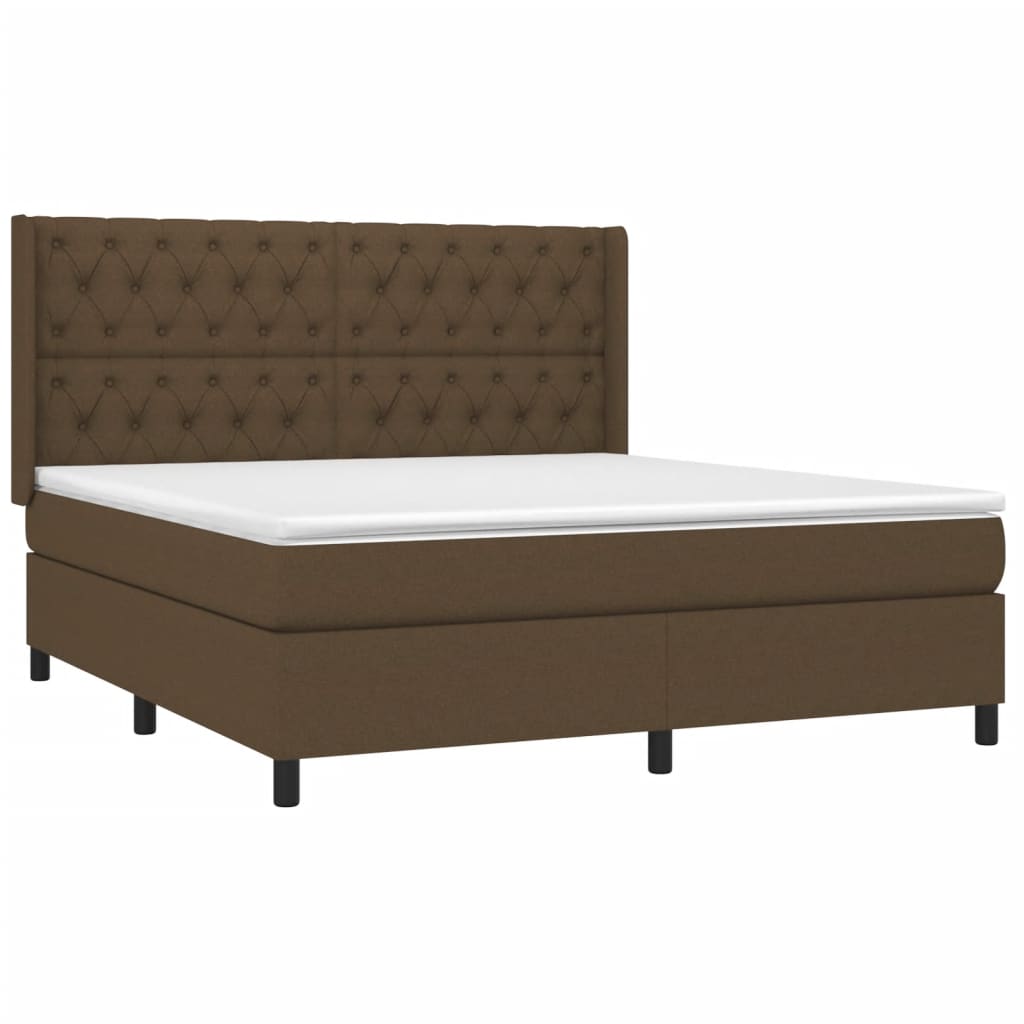 Letto a Molle Materasso e LED Marrone Scuro 160x200 cm Tessuto cod mxl 49267