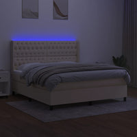Letto a Molle con Materasso e LED Crema 180x200 cm in Tessuto 3138578