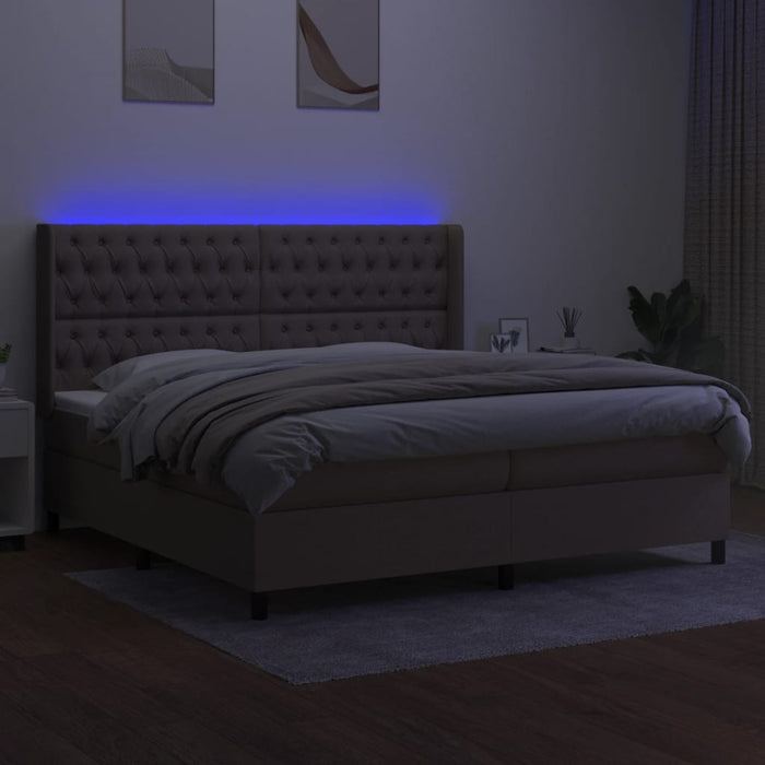 Letto a Molle Materasso e LED tortora 200x200cm in Tessuto 3138585