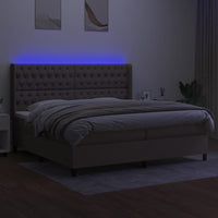 Letto a Molle Materasso e LED tortora 200x200cm in Tessuto 3138585