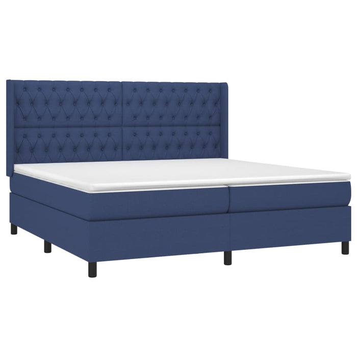 Letto a Molle Materasso e LED Blu 200x200cm in Tessuto 3138587