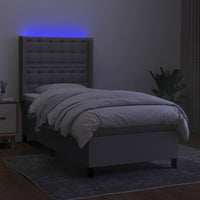 Letto a Molle Materasso e LED Grigio Chiaro 90x190 cm Tessuto 3138597